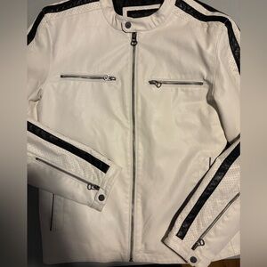 Wilsons Cycle Adult Faux Leather Motorcycle Jacket Jacket Off White White S